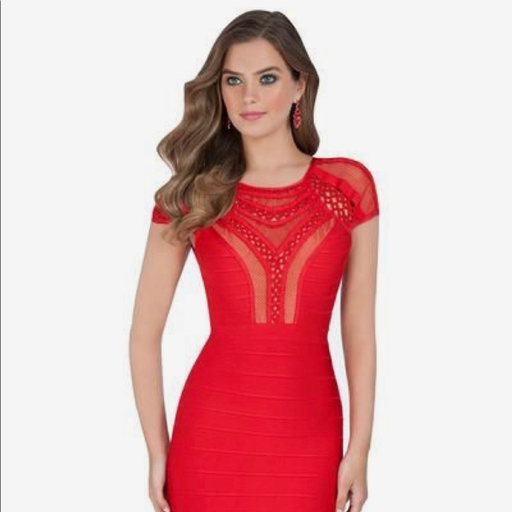 Red body con dress